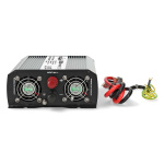 Nedis Växelriktare med modifierad sinusvåg | Inspänning: 24 V DC | Enhetens utgångsanslutning: Type F (CEE 7/3) / USB-A | 230 V AC 50 Hz | 1000 W | Toppeffekt: 2000 W | Skruv terminal | Silver Nedis Växelriktare med modifierad sinusvåg | Inspänning: 24 V DC | Enhetens utgångsanslutning: Type F (CEE 7/3) / USB-A | 230 V AC 50 Hz | 1000 W | Toppeffekt: 2000 W | Skruv terminal | Silver