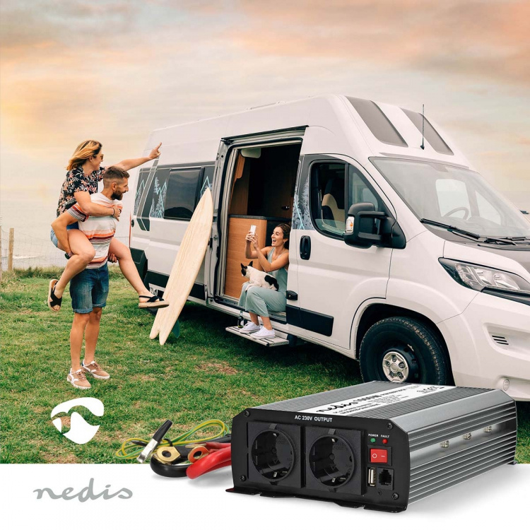 Nedis Strömväxelriktare | Inspänning: 12 V DC | Enhetens utgångsanslutning: Type F (CEE 7/3) / USB-A / 1x USB-C™ | 230 V AC 50 Hz | 1000 W | Toppeffekt: 2000 W | Skruv terminal | Ren sinusvåg | Säkring | Svart Nedis Strömväxelriktare | Inspänning: 12 V DC | Enhetens utgångsanslutning: Type F (CEE 7/3) / USB-A / 1x USB-C™ | 230 V AC 50 Hz | 1000 W | Toppeffekt: 2000 W | Skruv terminal | Ren sinusvåg | Säkring | Svart