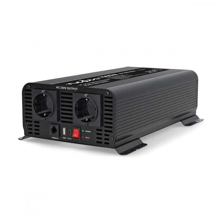 Nedis Strömväxelriktare | Inspänning: 24 V DC | Enhetens utgångsanslutning: Type F (CEE 7/3) / USB-A / 1x USB-C™ | 230 V AC 50 Hz | 1000 W | Toppeffekt: 2000 W | Skruv terminal | Ren sinusvåg | Säkring | Svart Nedis Strömväxelriktare | Inspänning: 24 V DC | Enhetens utgångsanslutning: Type F (CEE 7/3) / USB-A / 1x USB-C™ | 230 V AC 50 Hz | 1000 W | Toppeffekt: 2000 W | Skruv terminal | Ren sinusvåg | Säkring | Svart
