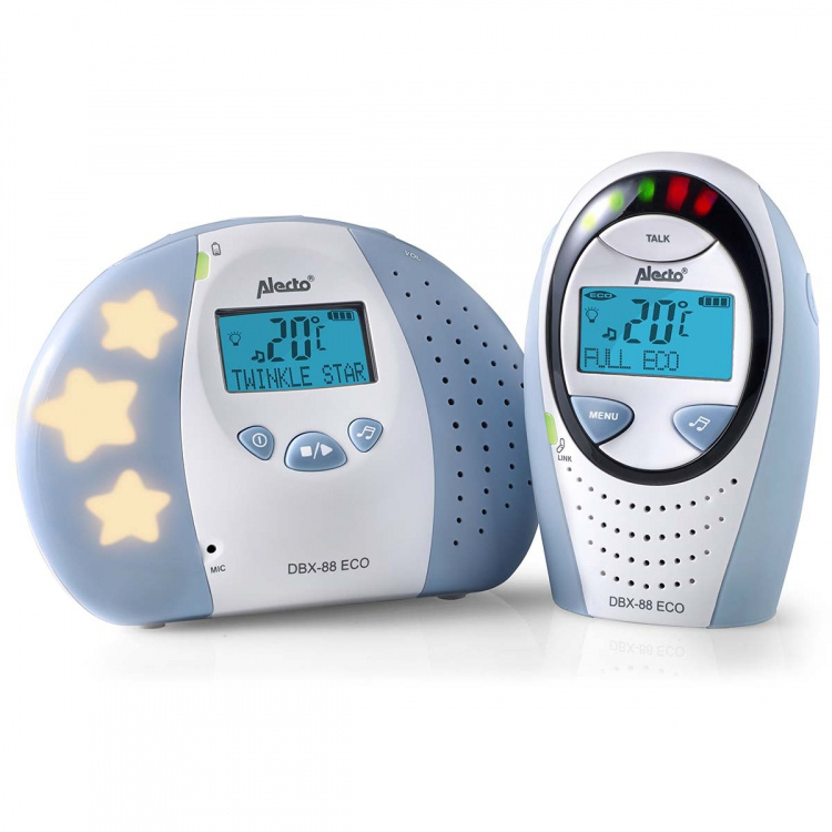 Alecto DBX-88 ECO Full Eco DECT babyvakt med display vit/blå