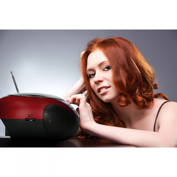 Lenco Bärbar FM-radio CD- och USB-spelare Röd