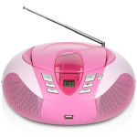 Lenco Bärbar FM-radio CD- och USB-spelare Rosa