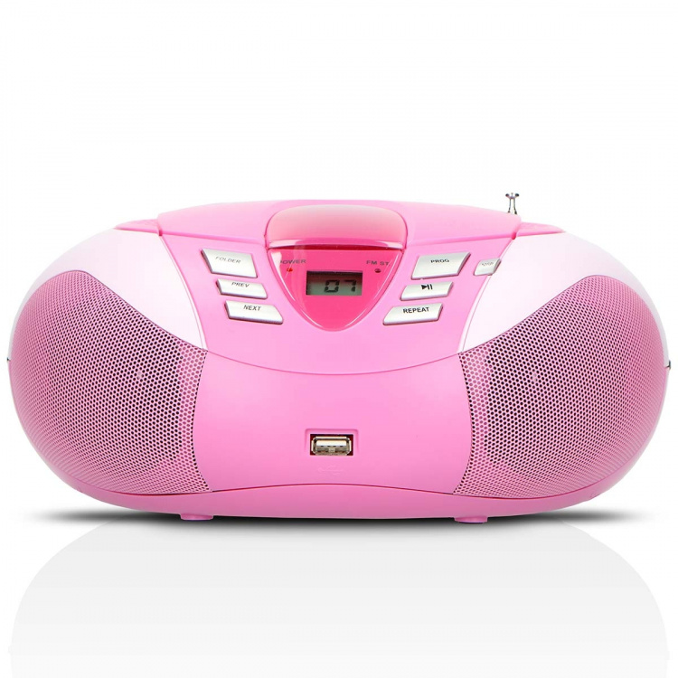 Lenco Bärbar FM-radio CD- och USB-spelare Rosa