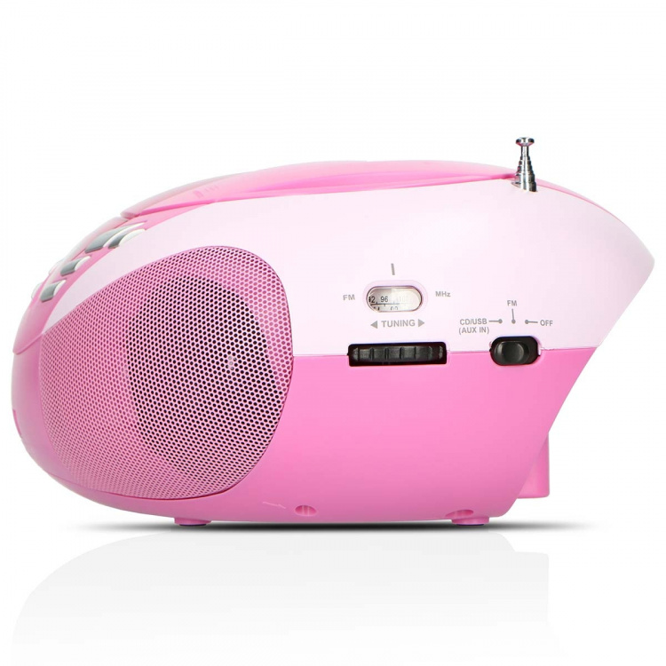 Lenco Bärbar FM-radio CD- och USB-spelare Rosa