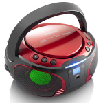 Lenco Bärbar FM-radio CD / MP3 / USB / Bluetooth-spelare® med LED-belysning Röd Lenco Bärbar FM-radio CD / MP3 / USB / Bluetooth-spelare® med LED-belysning Röd