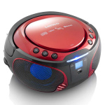 Lenco Bärbar FM-radio CD / MP3 / USB / Bluetooth-spelare® med LED-belysning Röd Lenco Bärbar FM-radio CD / MP3 / USB / Bluetooth-spelare® med LED-belysning Röd