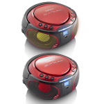 Lenco Bärbar FM-radio CD / MP3 / USB / Bluetooth-spelare® med LED-belysning Röd Lenco Bärbar FM-radio CD / MP3 / USB / Bluetooth-spelare® med LED-belysning Röd
