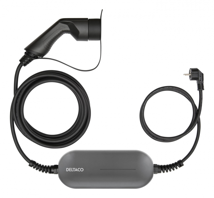 DELTACO e-Charge, cable Mode2, Schuko - type 2, 6A, 1,5+4M