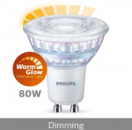 Philips Warm Glow LED-spotlampa, GU10, 2200–2700 K, 575 lm, dimbar