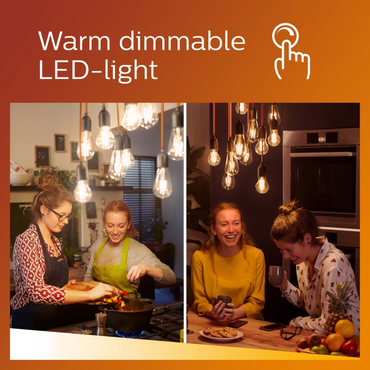 Philips Warm Glow LED-spotlampa, GU10, 2200–2700 K, 575 lm, dimbar
