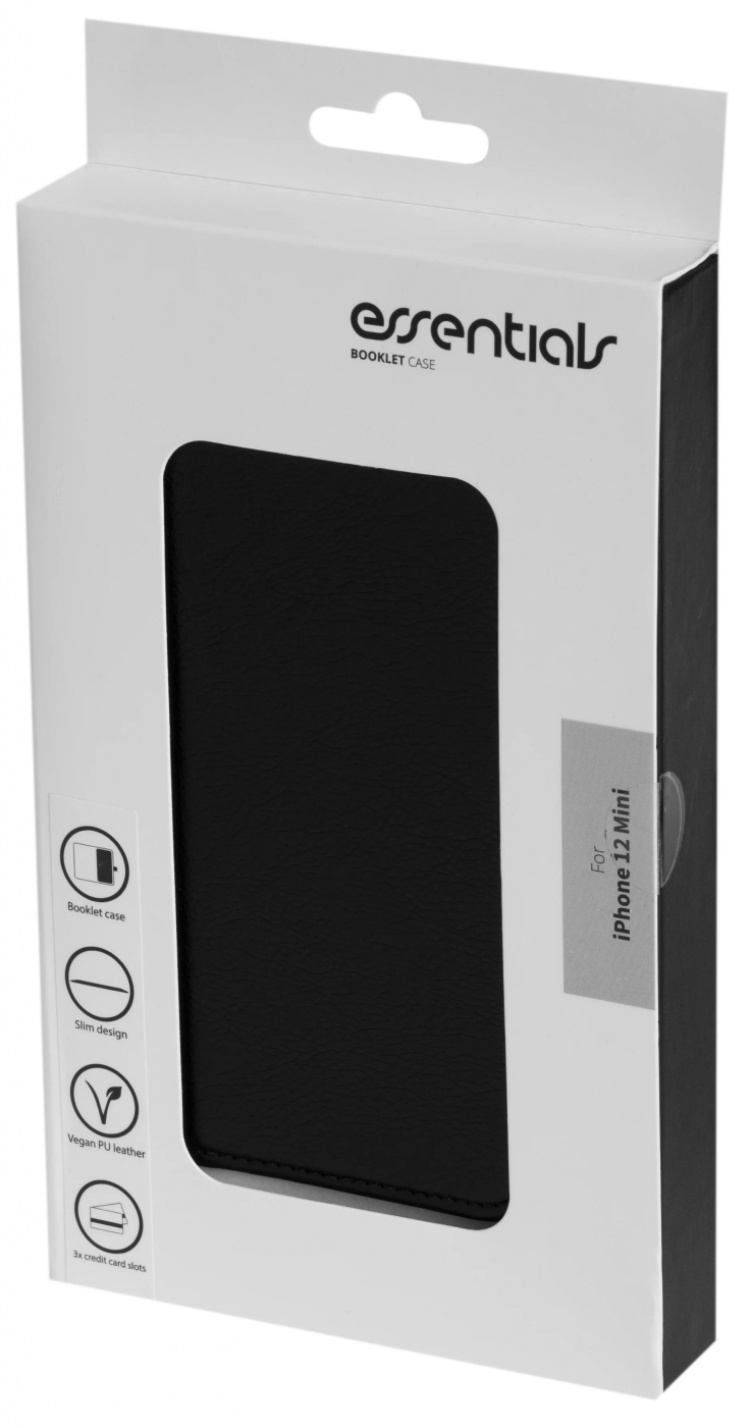Essentials iPhone 12 mini PU-plånbok, 3 kort, svart