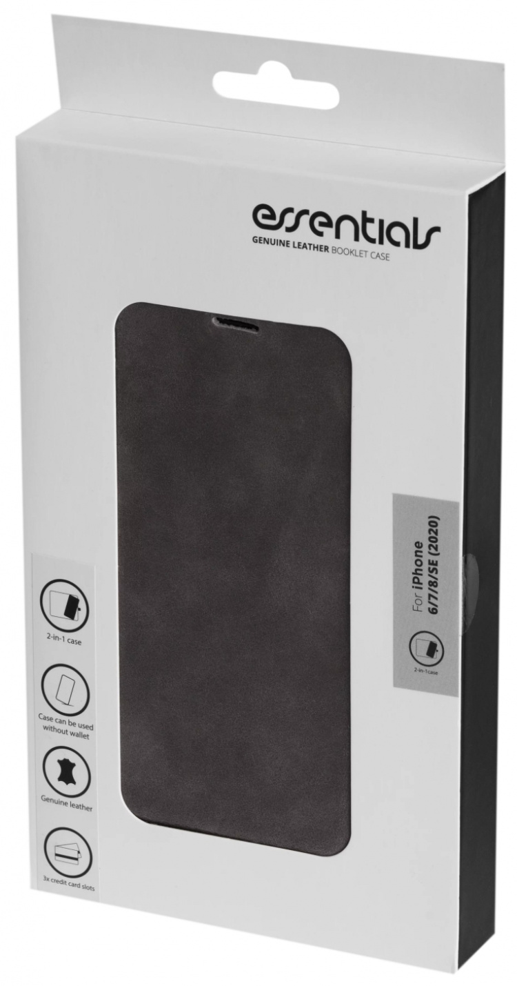Essentials iPhone 6/7/8/SE (2020/2022) läderfodral, grå