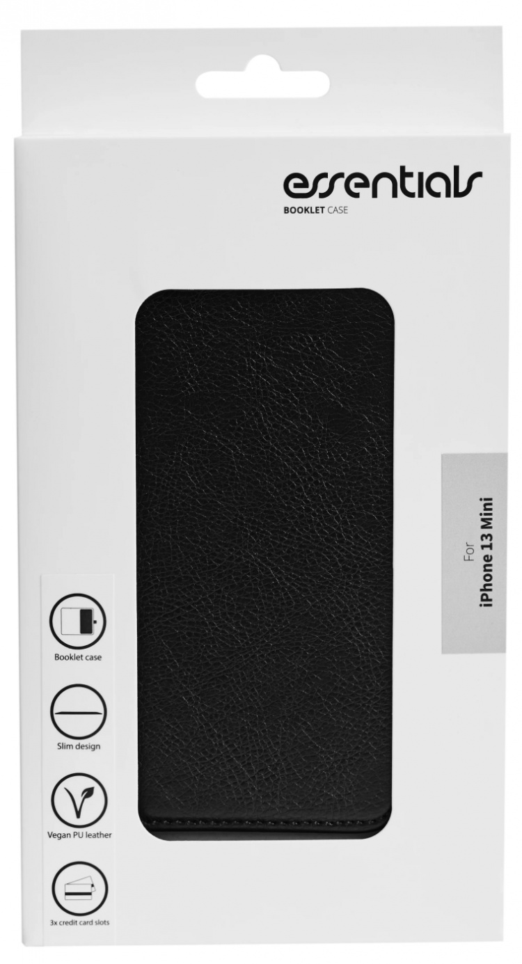 Essentials iPhone 13 Mini PU-plånbok, 3 kort, svart