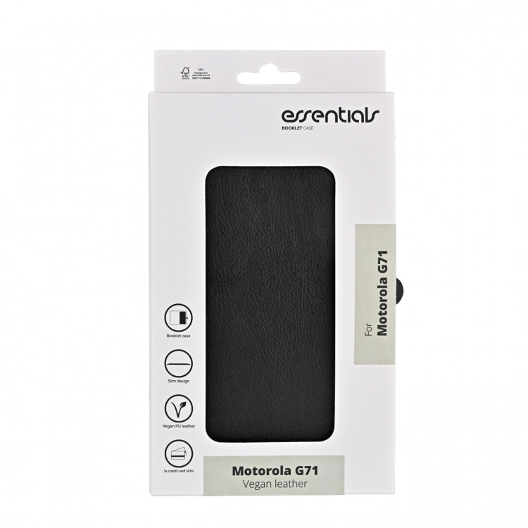 Essentials Motorola Moto G71 plånboksfodral, 3 kort, svart