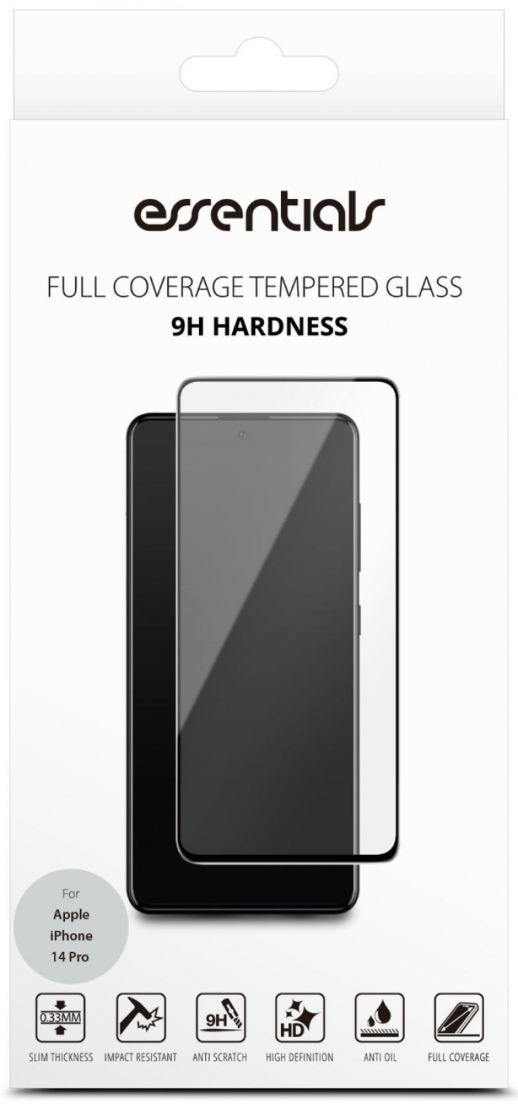 Essentials iPhone 14 Pro Skärmskydd i härdat glas, 0.33 mm