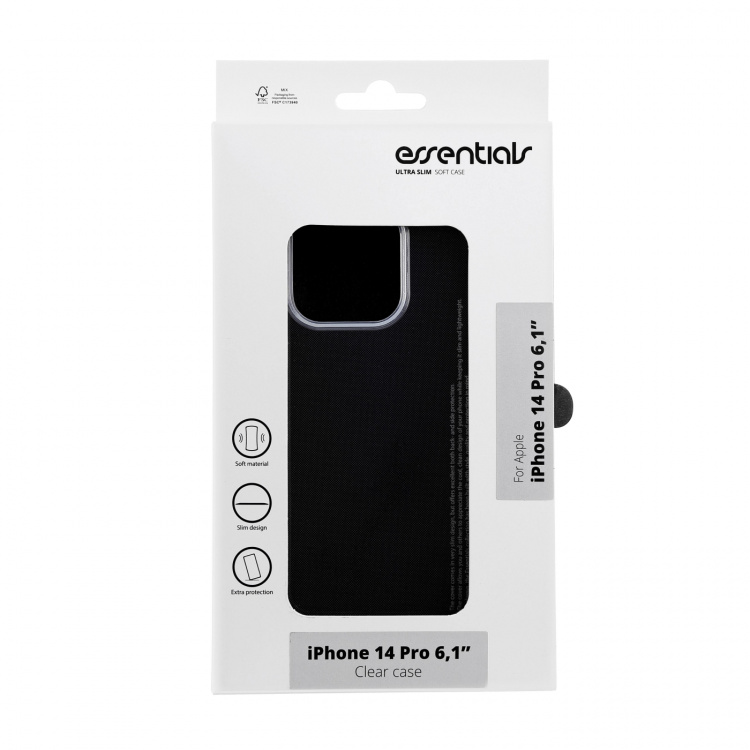 Essentials iPhone 14 Pro TPU-bakstycke, transparent