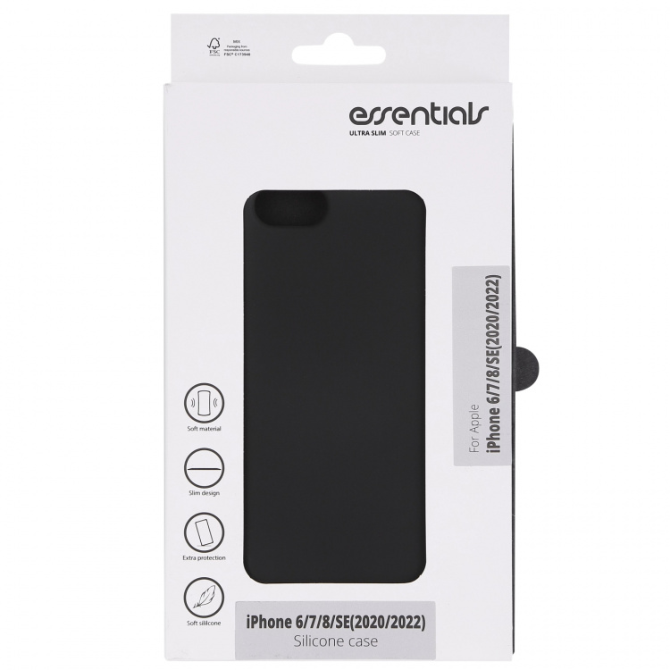 Essentials iPhone 6/7/8/SE (2020/2022) Silikon bakstycke, Svart