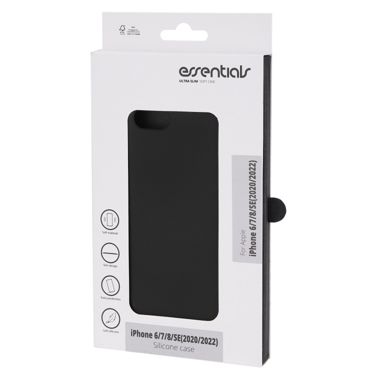Essentials iPhone 6/7/8/SE (2020/2022) Silikon bakstycke, Svart