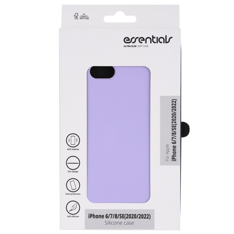 Essentials iPhone 6/7/8/SE (2020/2022) Silikonfodral, Lila