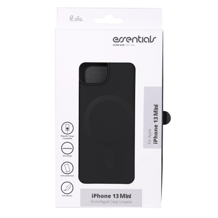 Essentials iPhone 13 mini Silicone Mag back cover, Svart