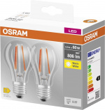 Osram LED BASE standard fil 806lm 6,5W/827 (60W) E27 2-pack Osram LED BASE standard fil 806lm 6,5W/827 (60W) E27 2-pack