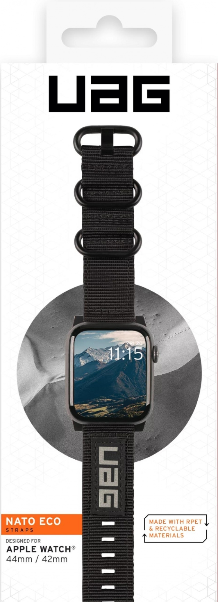 Urban Armor Gear Apple Watch 45/44/42 mm Nato Eco-armband, svart