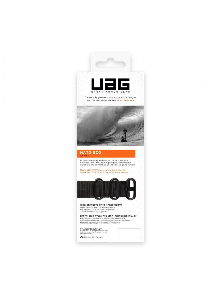 Urban Armor Gear Apple Watch 45/44/42 mm Nato Eco-armband, svart