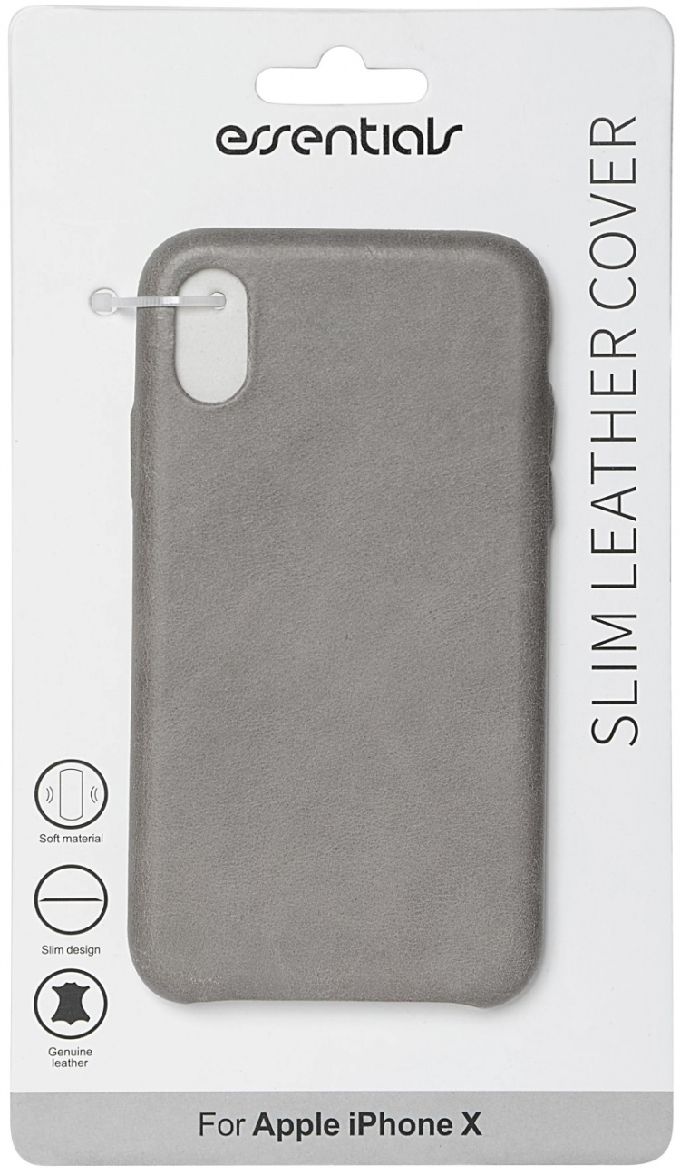Essentials iPhone X/XS, Copenhagen läder cover, grå
