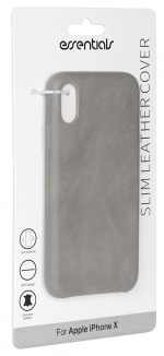 Essentials iPhone X/XS, Copenhagen läder cover, grå