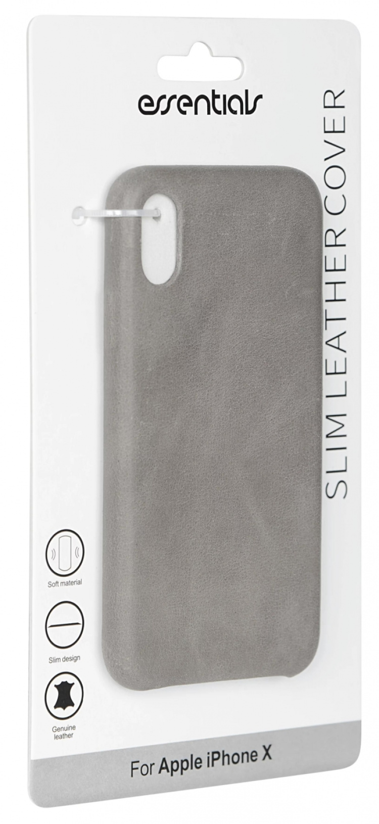 Essentials iPhone X/XS, Copenhagen läder cover, grå