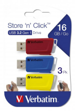 Verbatim Store N Click USB 3.0 3x 16GB röd, blå och gul