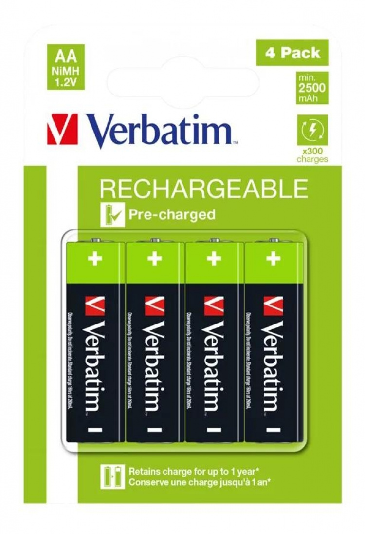 Verbatim uppladdningsbara batteri AA 4 PACK / HR6