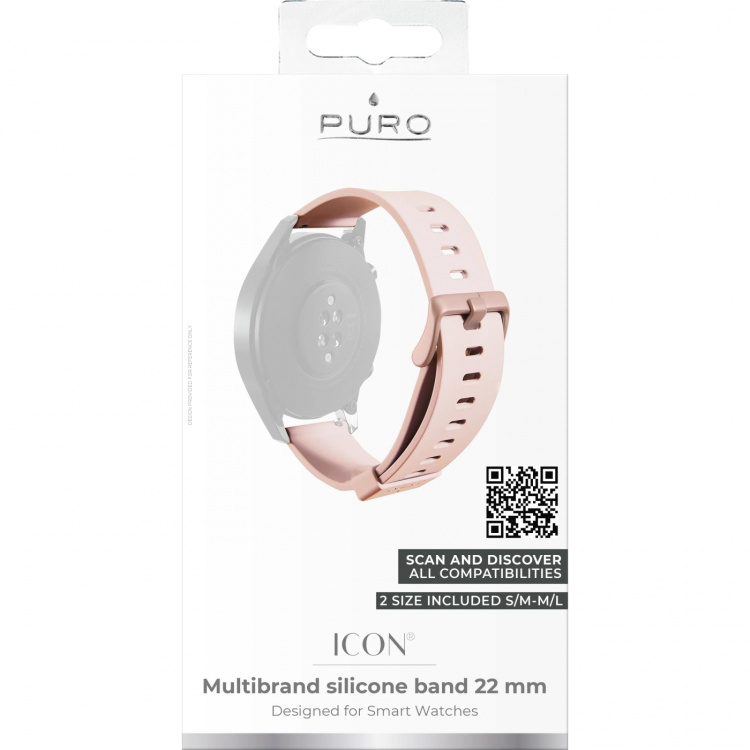Puro Universal Silicone watch band 22mm, Rose