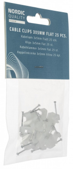 Nordic Quality Kabelklipps 3x5mm, Neutral, 25 st