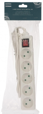 Nordic Quality 5-vägs kontakt m/brytare (D), 1m