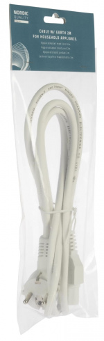 Nordic Quality C15 elkabel, 2m, Vit