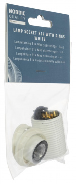 Nordic Quality Lampsockel E14 med lampskärmsring, Vit