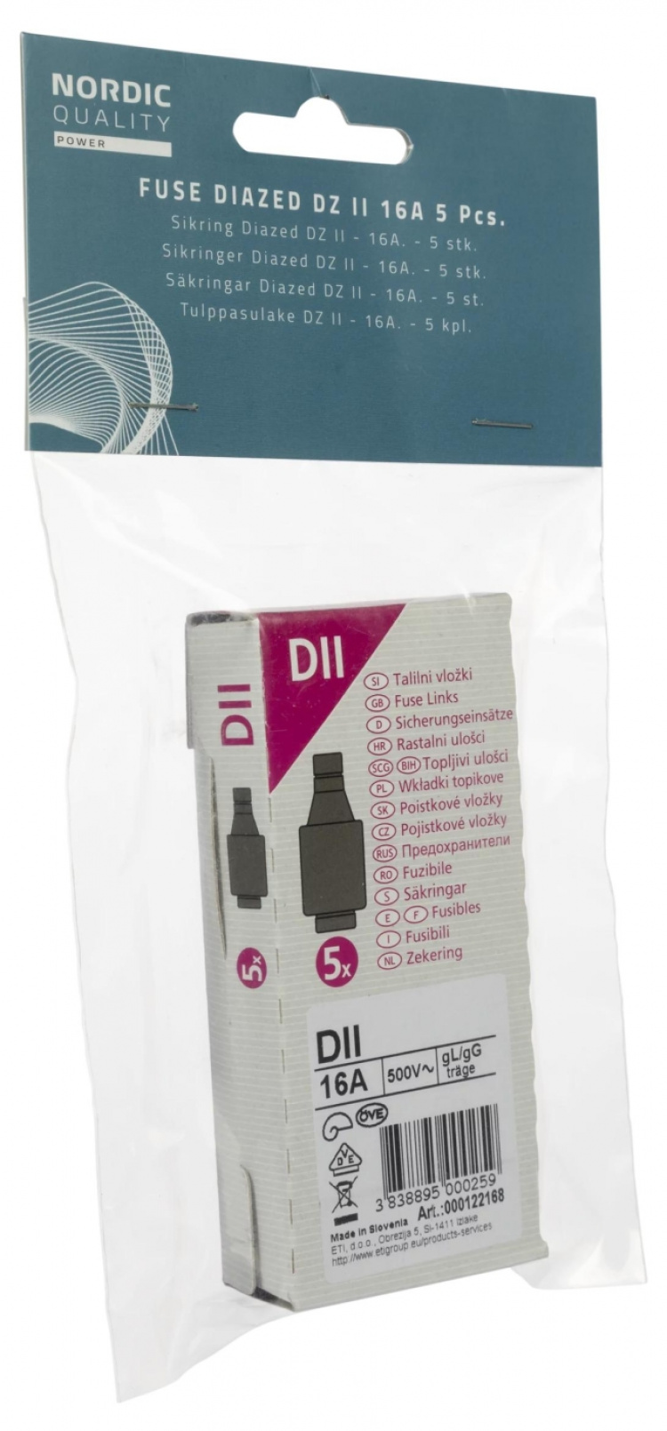 Nordic Quality Diazed DZ II säkringar, 16A, 5 st