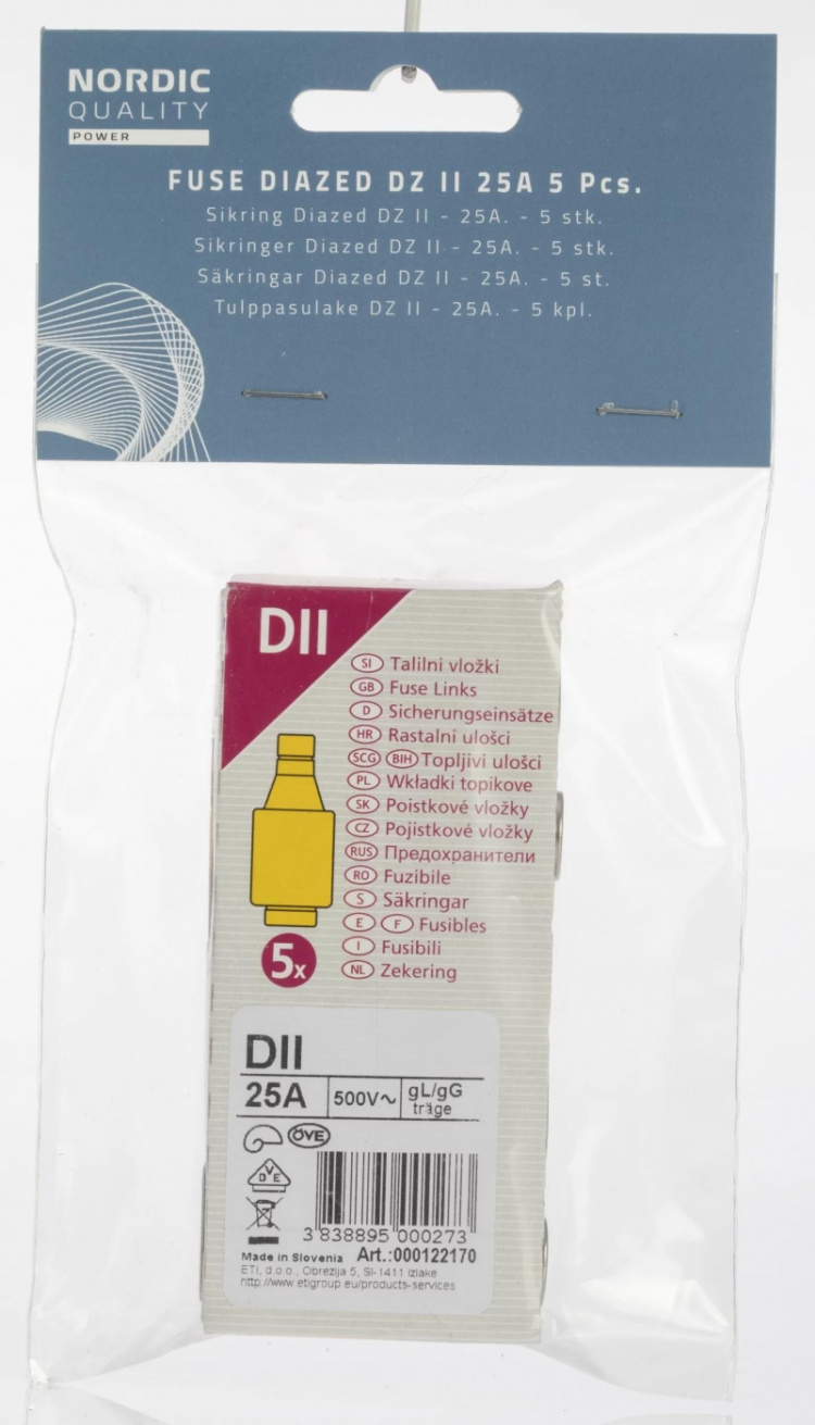 Nordic Quality Säkring Diazed DZ II 25A 5 st