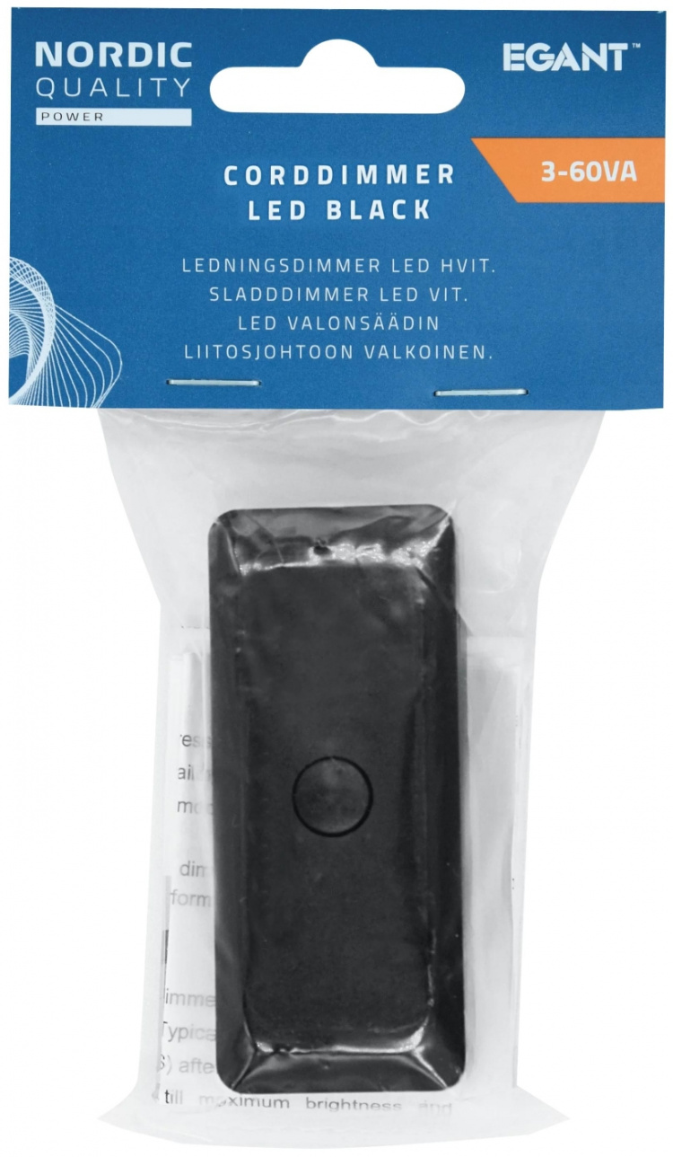 Nordic Quality Sladddimmer 3-60vA LED. Svart