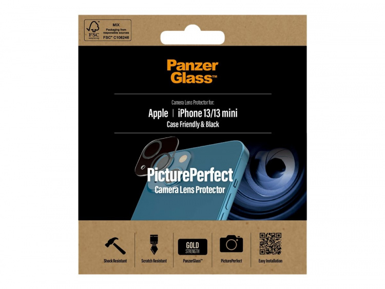 PanzerGlass linsskydd svart transparent Apple iPhone 13