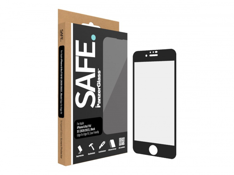PanzerGlass SAFE. by PanzerGlass Skärmskydd Svart Transparent Apple iPhone 6, 6s, 7, 8 (4,7 tum), SE (2:a generationen), SE (3:e generationen)