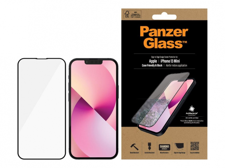 PanzerGlass skärmskydd svart transparent Apple iPhone 13 mini