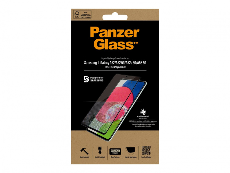 PanzerGlass skärmskydd svart transparent Samsung Galaxy A52, A52 5G