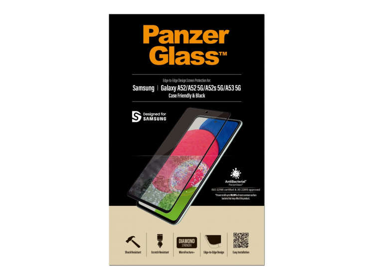 PanzerGlass skärmskydd svart transparent Samsung Galaxy A52, A52 5G