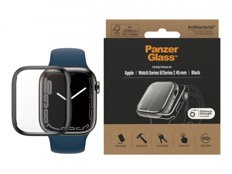 PanzerGlass skärmskydd smartklocka svart transparent härdat glas PanzerGlass skärmskydd smartklocka svart transparent härdat glas