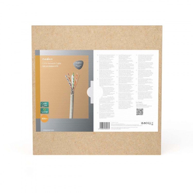 Nedis Nätverkskabel Roll | CAT6 | Fast | S/FTP | CCA | 305.0 m | Inomhus | Rund | PVC | Grå | Dragkorg Nedis Nätverkskabel Roll | CAT6 | Fast | S/FTP | CCA | 305.0 m | Inomhus | Rund | PVC | Grå | Dragkorg