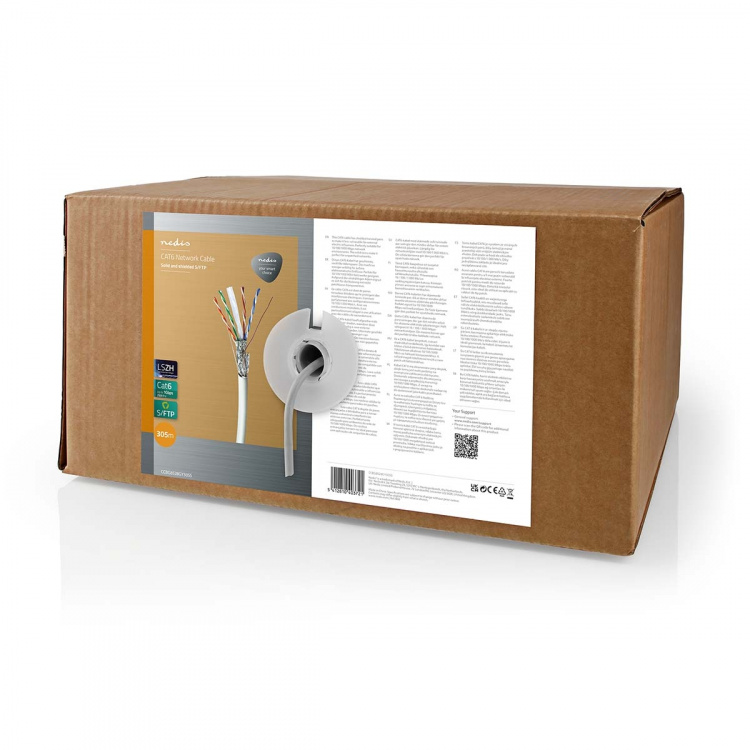 Nedis Nätverkskabel Roll | CAT6 | Fast | S/FTP | Bar koppar | 305.0 m | Inomhus | Rund | LSZH | Grå | Dragkorg Nedis Nätverkskabel Roll | CAT6 | Fast | S/FTP | Bar koppar | 305.0 m | Inomhus | Rund | LSZH | Grå | Dragkorg