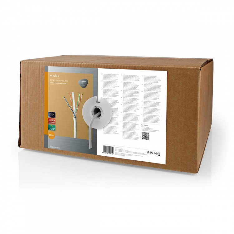 Nedis Nätverkskabel Roll | CAT6a | Fast | U/UTP | Koppar | 305.0 m | Inomhus | Rund | LSZH | Grå | Dragkorg Nedis Nätverkskabel Roll | CAT6a | Fast | U/UTP | Koppar | 305.0 m | Inomhus | Rund | LSZH | Grå | Dragkorg