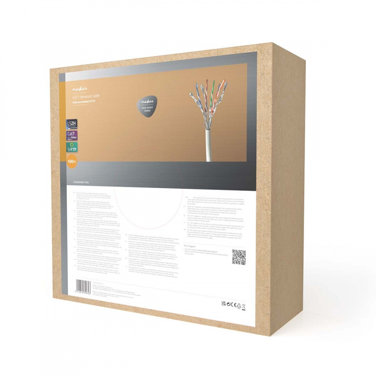 Nedis Nätverkskabel Roll | CAT7 | Fast | S/FTP | Koppar | 100.0 m | Inomhus | Rund | LSZH | Grå | Presentbox Nedis Nätverkskabel Roll | CAT7 | Fast | S/FTP | Koppar | 100.0 m | Inomhus | Rund | LSZH | Grå | Presentbox